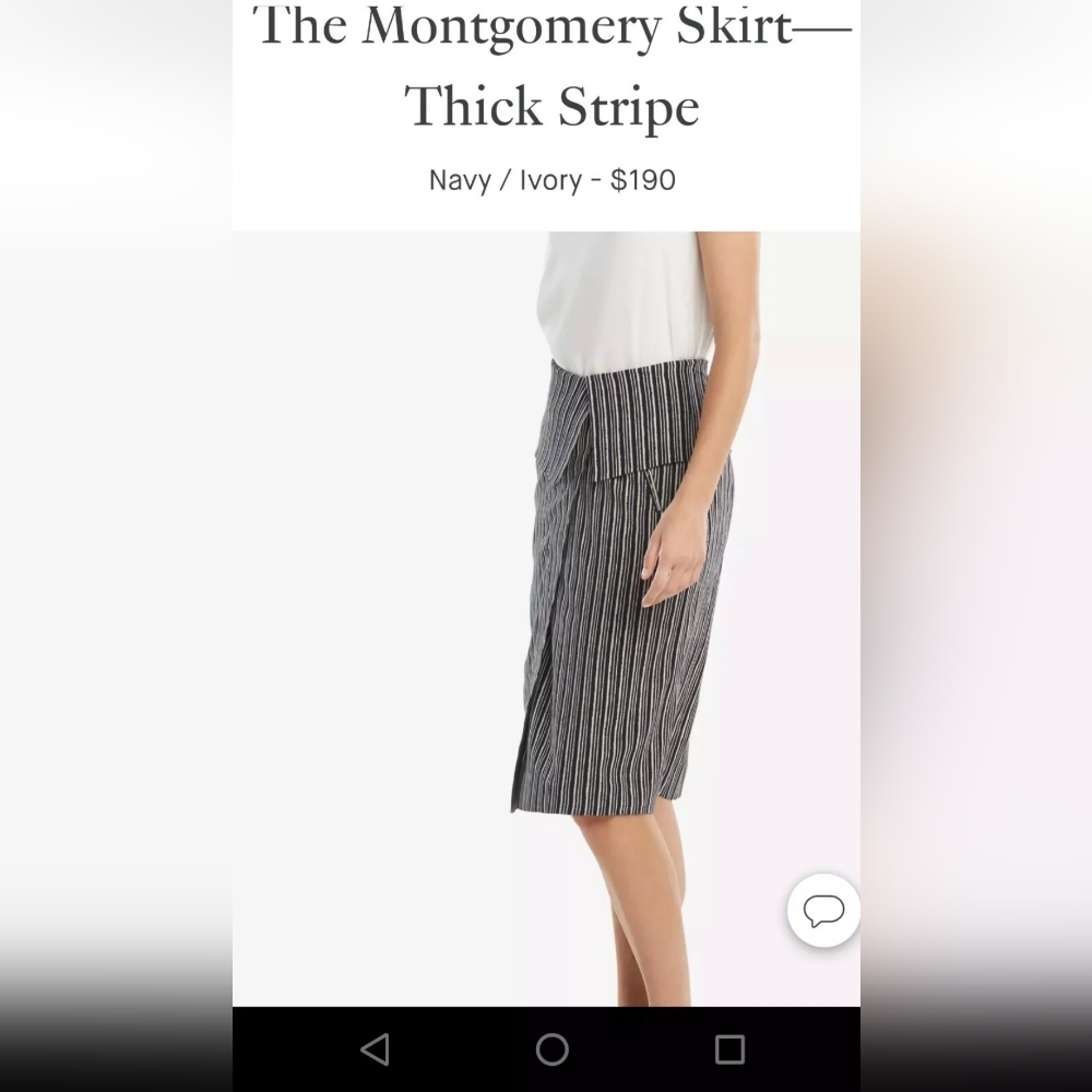 NWT MM.LaFleur The Montgomery Skirt in Thick Stripe (Navy/Ivory), Sz 8 - Picture 4 of 12